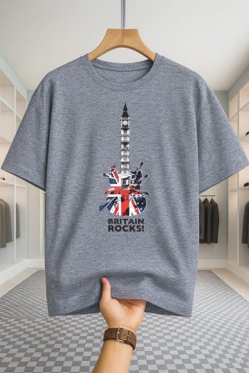 Drop Shoulder T-shirt - Britain Rocks - Ash