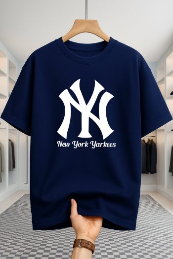 Drop Shoulder T-shirt - NY - Navy Blue