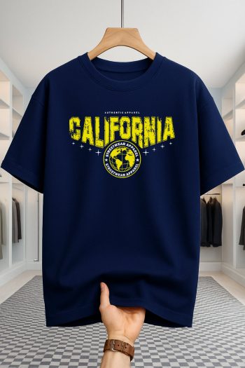 Drop Shoulder T-shirt - California - Navy Blue