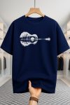 Drop Shoulder T-shirt - Guitar - Navy Blue