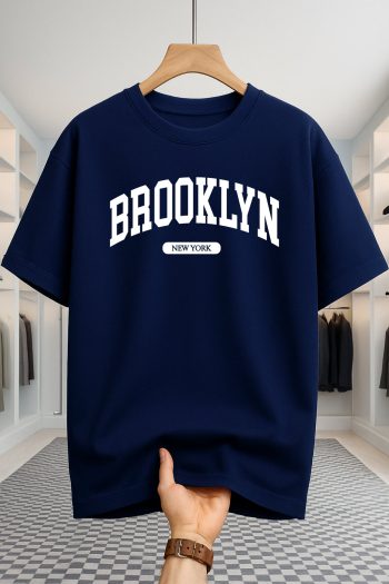 Drop Shoulder T-shirt - Brooklyn - Navy Blue