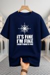 Drop Shoulder T-shirt - Its Fine - Navy Blue