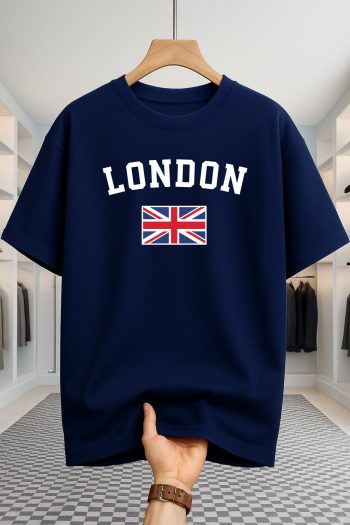 Drop Shoulder T-shirt - London - Navy Blue