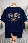 Drop Shoulder T-shirt - NewYork USA - Navy Blue