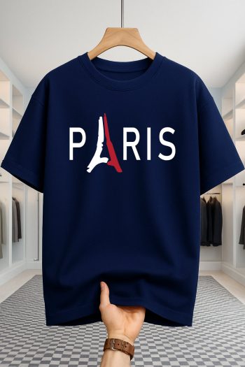 Drop Shoulder T-shirt - Paris 2 - Navy Blue