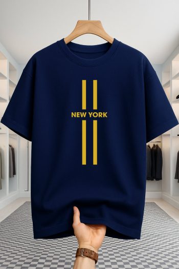 Drop Shoulder T-shirt - NewYork - Navy Blue