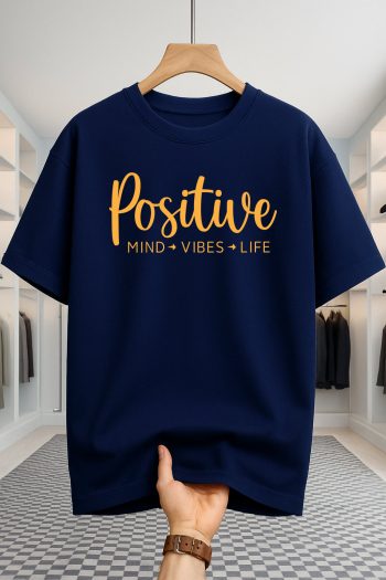 Drop Shoulder T-shirt - Positive - Navy Blue