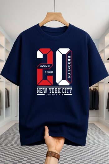 Drop Shoulder T-shirt - 20 - Navy Blue