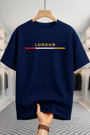 Drop Shoulder T-shirt - London Stripe- Navy Blue