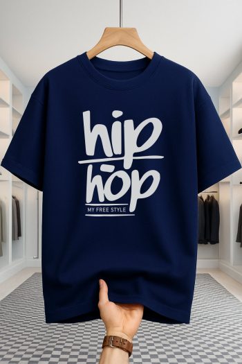 Drop Shoulder T-shirt - HipHop - Navy Blue