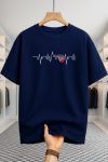 Drop Shoulder T-shirt - Heart Rate - Navy Blue