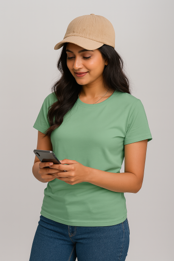 Premium Quality Solid T-shirt for Women - Mint