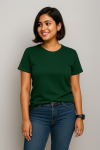 Premium Quality Solid T-shirt for Women - Olive Green