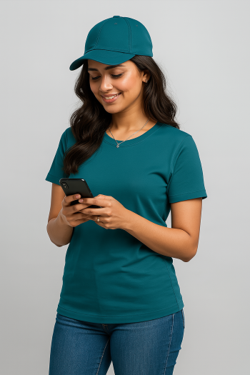 Premium Quality Solid T-shirt for Women - Petrol Blue