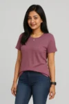 Premium Quality RIB T-shirt for Women – Dull Purple