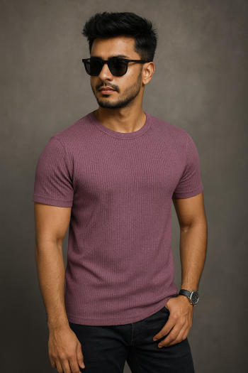 Premium Quality RIB T-shirt - Dull Purple