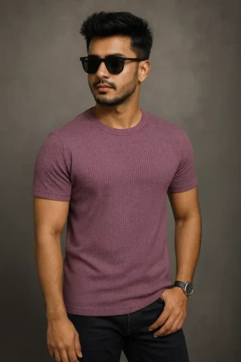 Premium Quality RIB T-shirt - Dull Purple