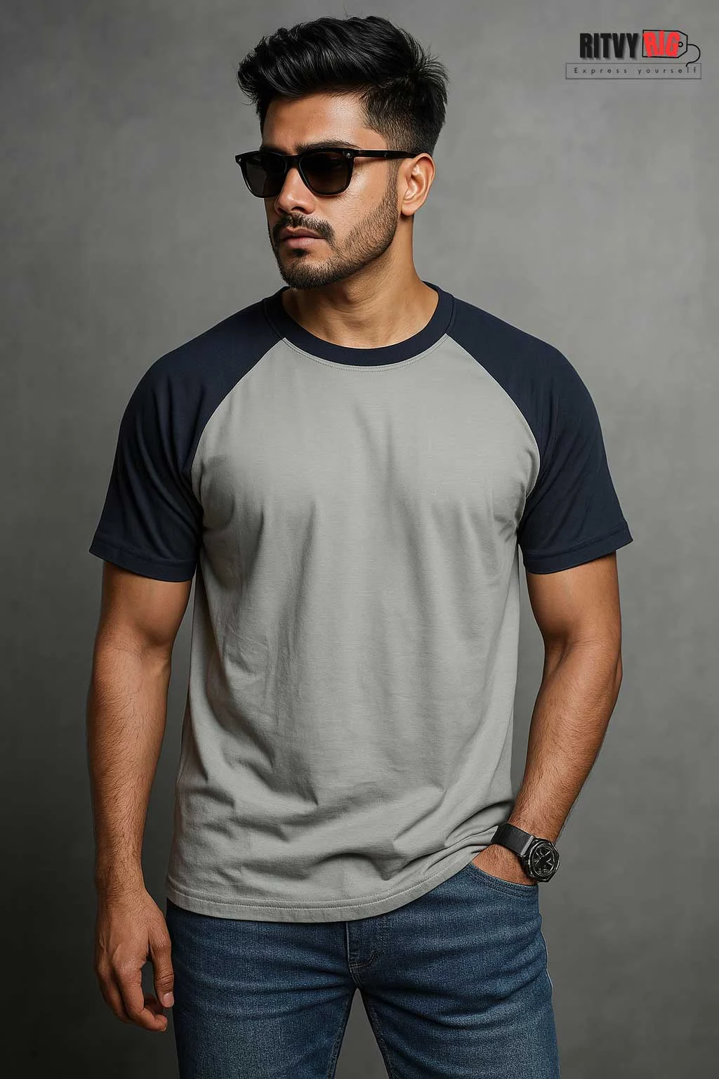 Silver & Navy Blue