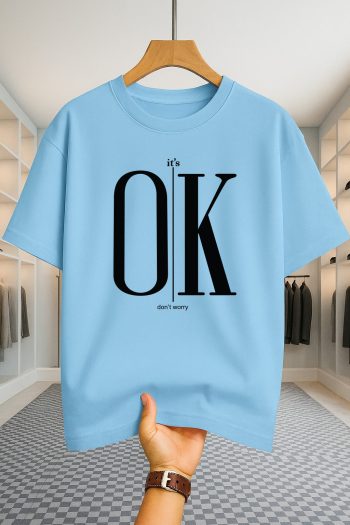 Drop Shoulder T-shirt - OK - Sky Blue