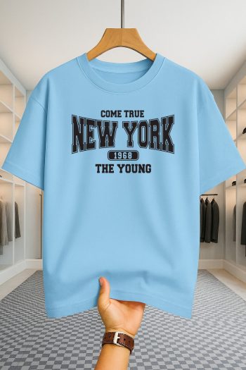 Drop Shoulder T-shirt - NewYork 1968 - Sky Blue