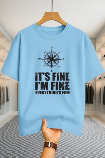 Drop Shoulder T-shirt - Its Fine - Sky Blue