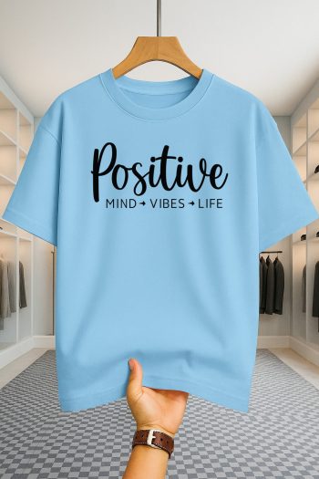 Drop Shoulder T-shirt - Positive - Sky Blue