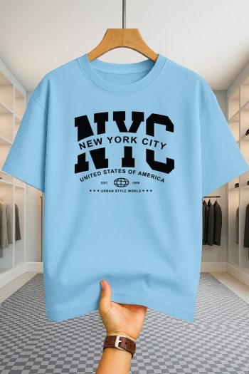 Drop Shoulder T-shirt - NewYork City - Sky Blue