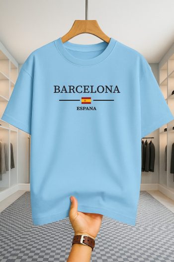 Drop Shoulder T-shirt - Barcelona - Sky Blue