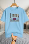 Drop Shoulder T-shirt - London UK Flag - Sky Blue