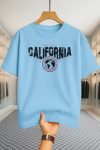 Drop Shoulder T-shirt - California - Sky Blue