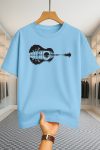 Drop Shoulder T-shirt - Guitar - Sky Blue