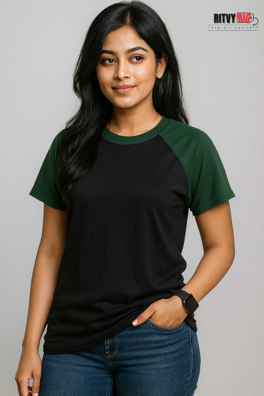 Womens Raglan - Black & Green