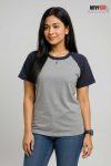 Womens Raglan – Silver & Navy Blue