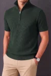 Premium Zipper Rib Half Thermal Tee - Palm Green