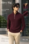 Premium Zipper Rib Thermal Tee - Creater Brown