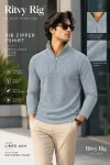 Premium Zipper Rib Thermal Tee - Limed Ash