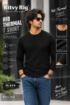 Rib Full Sleeve Tshirt- Black