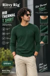 Rib Full Sleeve Tshirt- Green