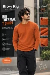 Rib Full Sleeve Tshirt- Orange