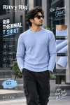 Rib Full Sleeve Tshirt- Sky